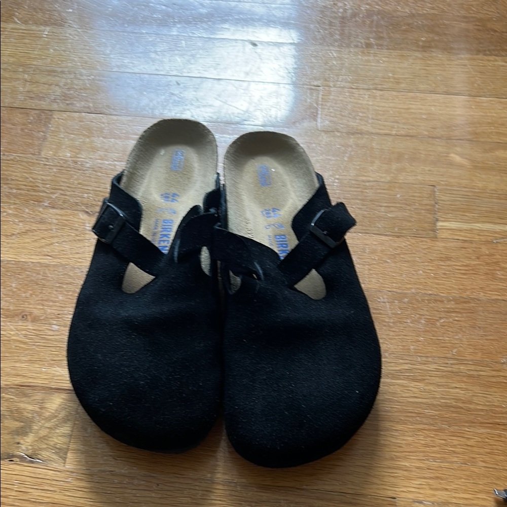 Birkenstock Black Slip-On Suede Clog Sandals